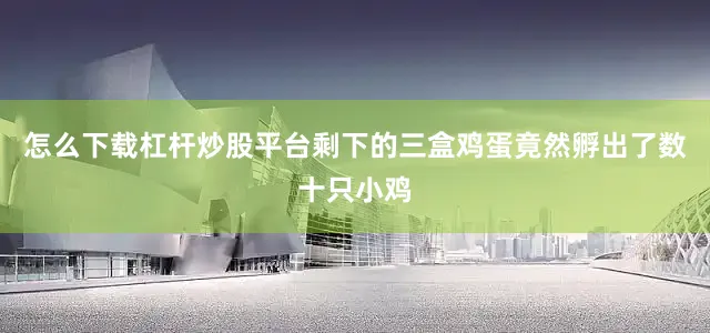 怎么下载杠杆炒股平台剩下的三盒鸡蛋竟然孵出了数十只小鸡